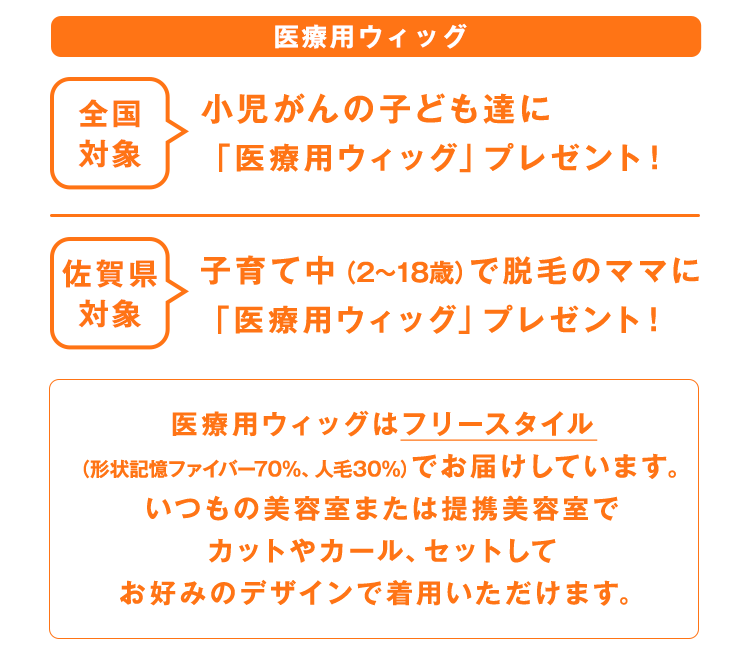 抗がん剤等の治療による脱毛でお困りの子どもやママに“フルウィッグ”を無償で提供しています。